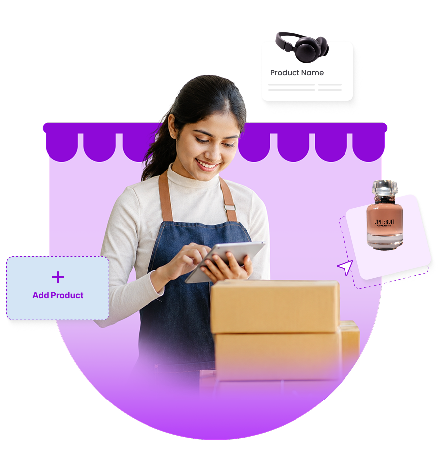 Indian merchant managing an online store